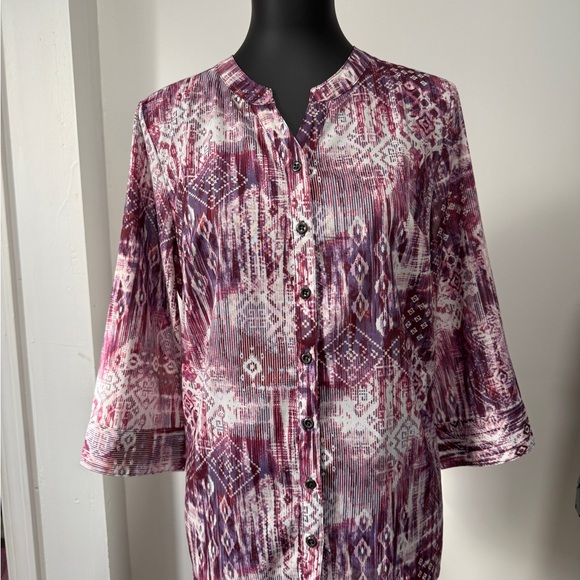 Denim & Co. Tribal Patchwork Printed Shirt - Picture 1 of 6